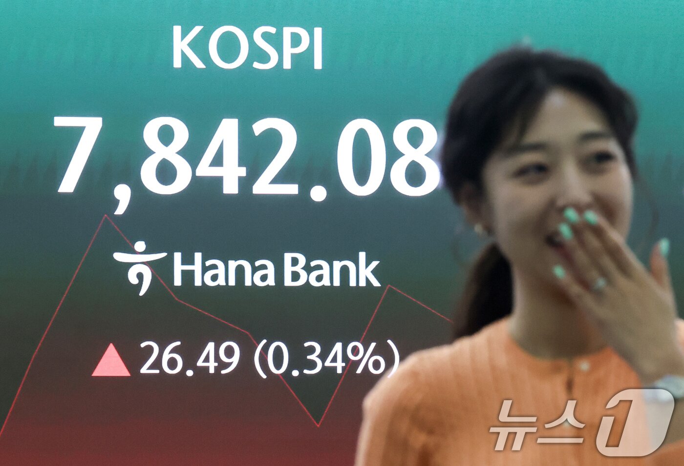 본문 이미지 - 코스피가 상승 출발한 22일 오전 서울 중구 하나은행 본점 딜링룸 전광판에 코스피 지수가 표시되고 있다.  2026.5.22 ⓒ 뉴스1 임지훈 인턴기자