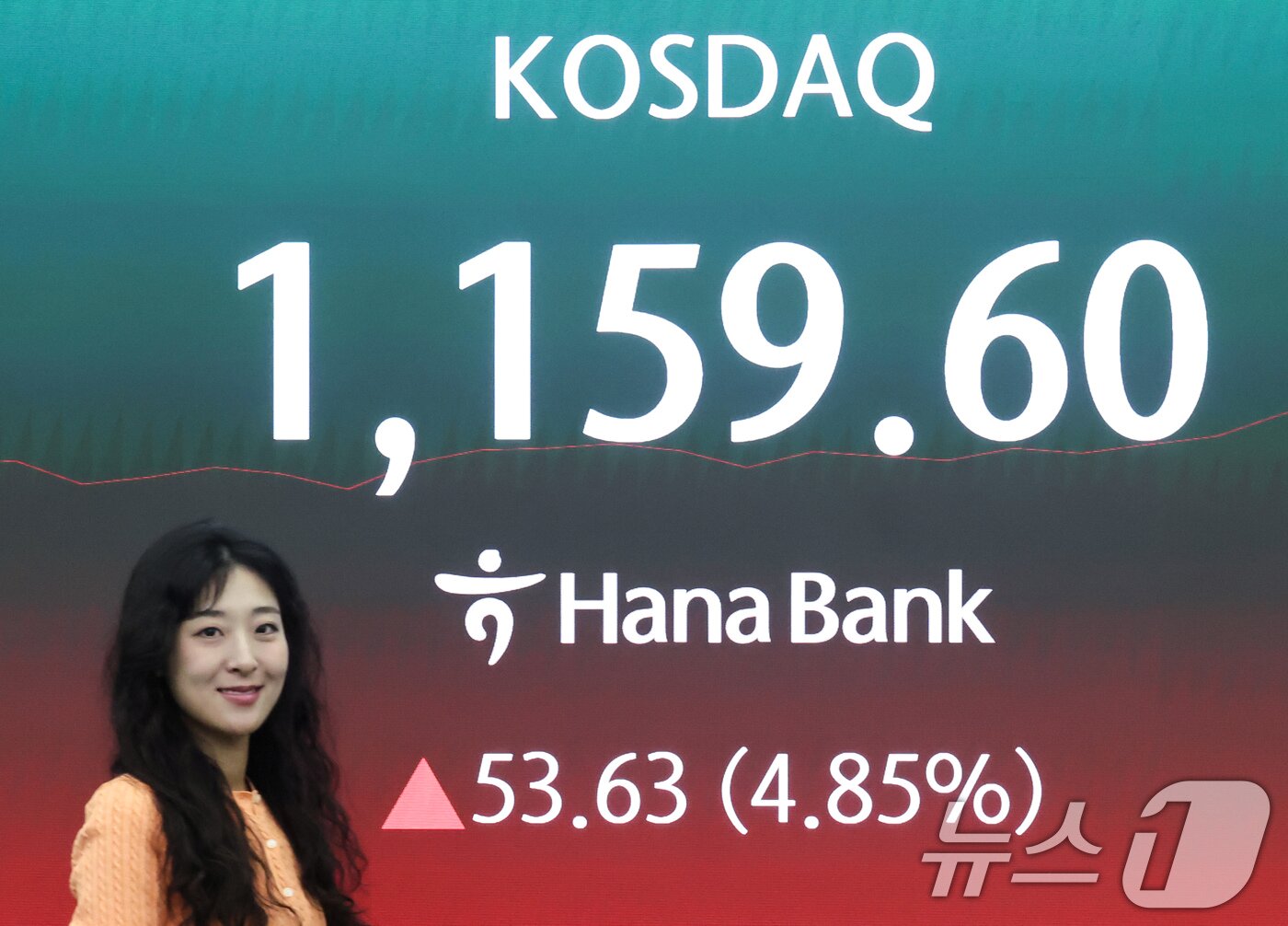 본문 이미지 - 코스닥이 급등하며 이틀 연속 매수 사이드카가 발동한 22일 오전 서울 중구 하나은행 본점 딜링룸 전광판에 코스닥 지수가 표시되고 있다.  2026.5.22 ⓒ 뉴스1 임지훈 인턴기자