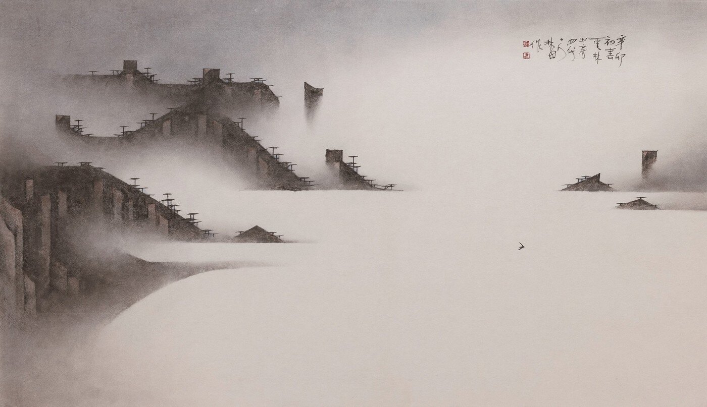 본문 이미지 - 허문, 산운, 한지+수묵담채, 2011, 120x70cm (인사아트프라자 갤러리 제공)
