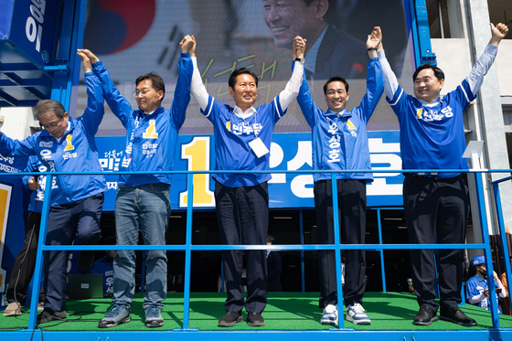 정청래 대표, 강원 강릉 우상호·김중남 후보 지원유세