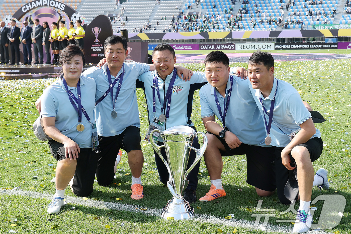(수원=뉴스1) 박지혜 기자 = 23일 오후 경기 수원시 수원종합운동장에서 열린 2025-2026 아시아축구연맹(AFC) 여자 챔피언스리그(AWCL) 결승 북한 내고향여자축구단과 …
