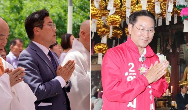 '부처님오신날' 박찬대·유정복 인천시장 후보들 사찰로…불심에 호소