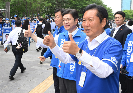 정청래 "좌고우면 말고 정원오"…장동혁 "정권 폭주 심판"