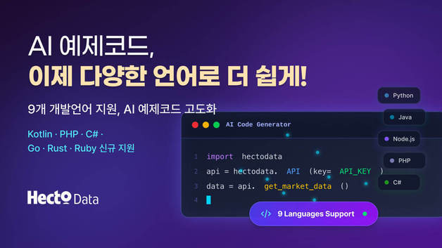 "API 연동 장벽 낮췄다"… 헥토데이터, 'AI 예제코드' 업데이트