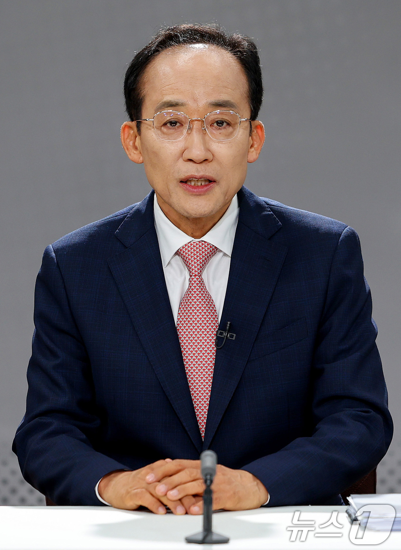 (대구=뉴스1) 공정식 기자 = 추경호 국민의힘 대구시장 후보가 26일 오후 대구MBC 스튜디오에서 열린 제9회 전국동시지방선거 대구시장 후보자 토론회에서 발언하고 있다. 2026 …