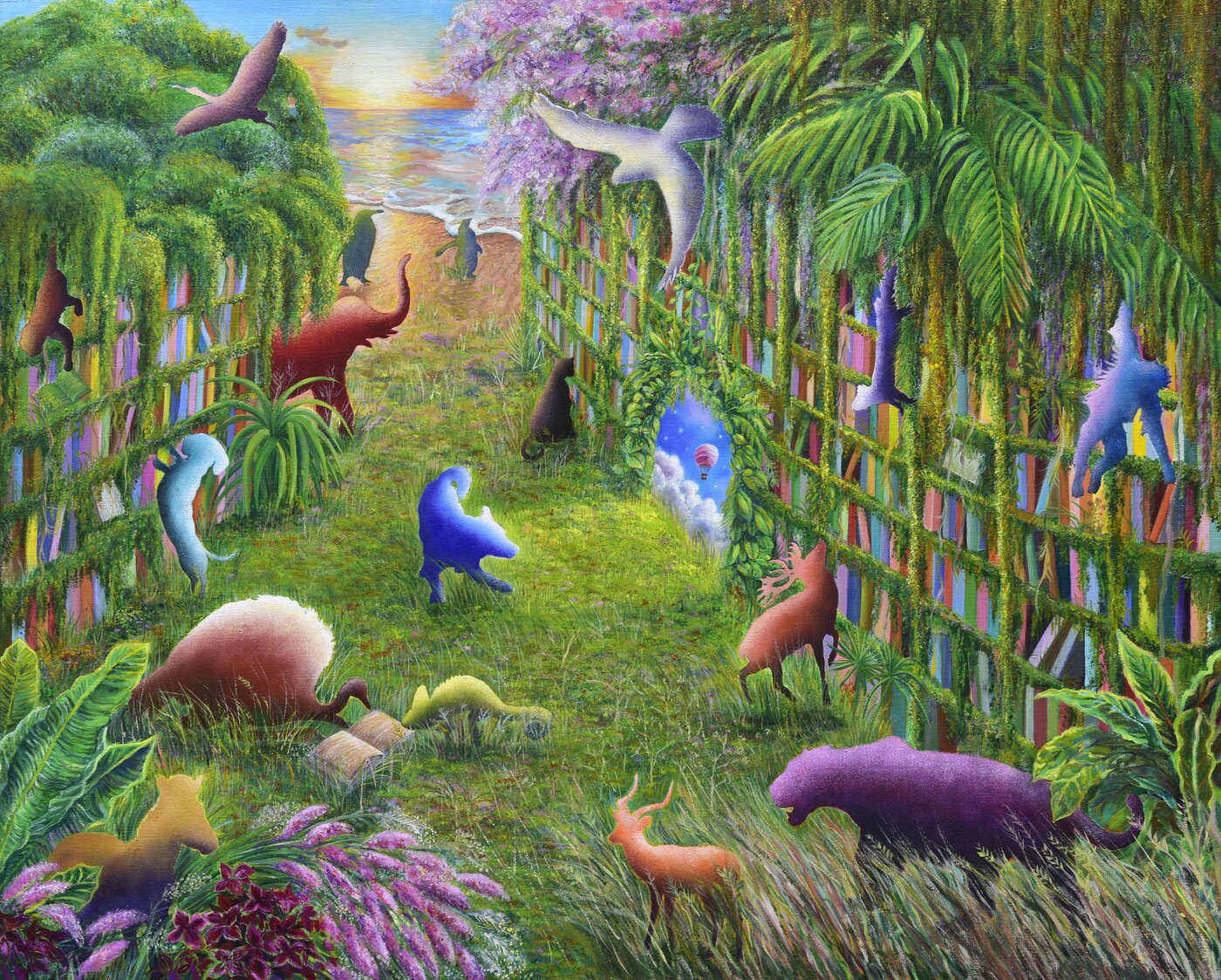 본문 이미지 - 천지수, 도서관판타지-탐험 1 91x72.5 cm Oil on Canvas 2026 (경기도서관 제공)