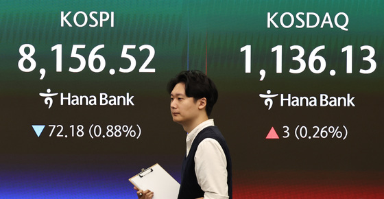 중동전쟁·금리 리스크에 낙폭 키운 코스피…7800선으로 하락[장중시황]