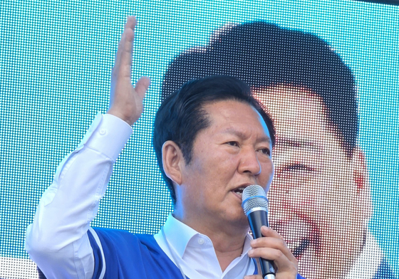 정청래 민주당 대표, 김천시장 후보 지지 연설