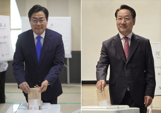 인천시장 후보들 투표 독려…박찬대 "방심 금물", 유정복 "손 잡아달라"