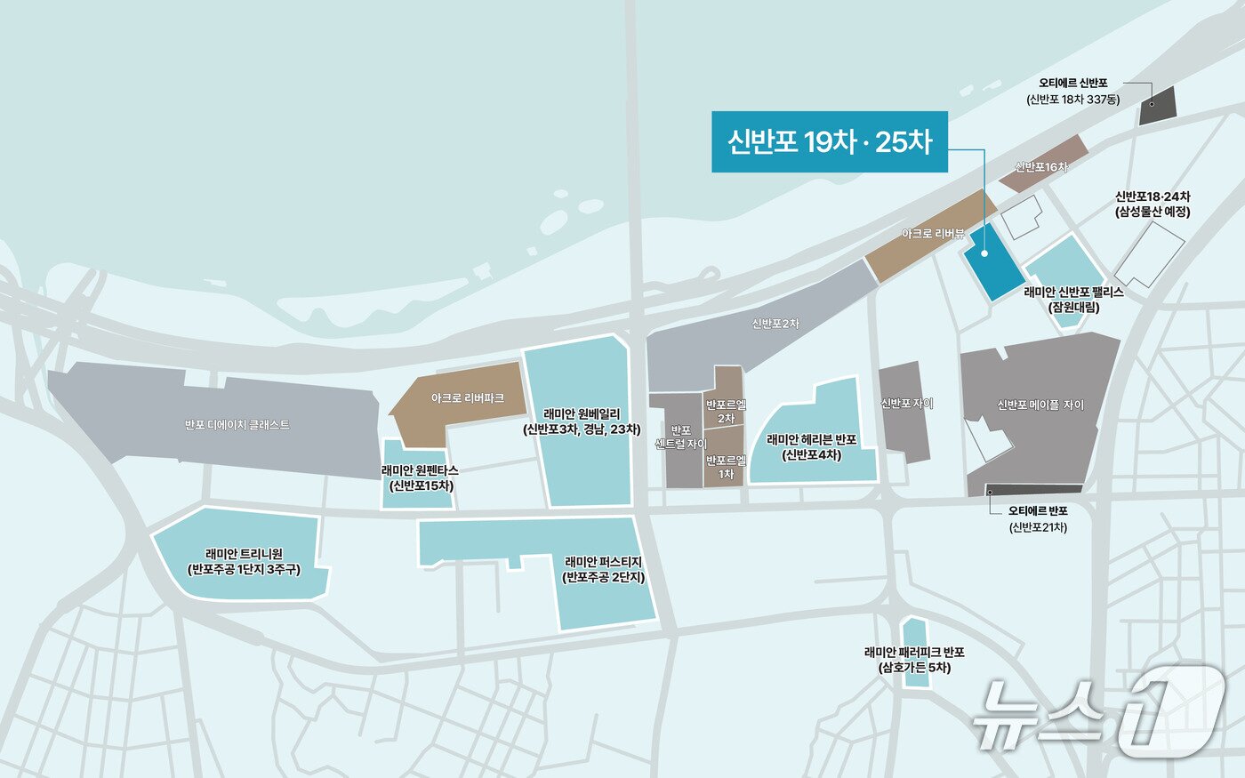 본문 이미지 - 삼성물산이 신반포19·25차 수주에 성공할 경우 완성될 래미안 밸트.