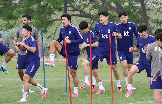 평가전 하루 앞두고 훈련하는 대한민국 축구대표팀