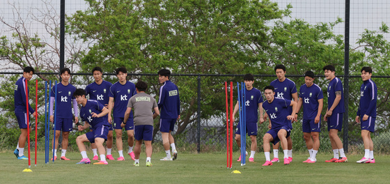 훈련하는 대한민국 축구대표팀