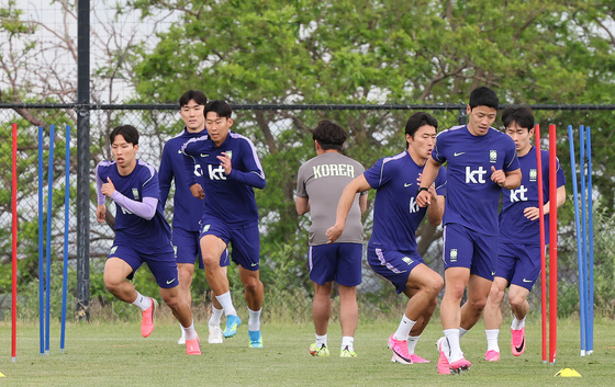 평가전 하루 앞두고 훈련하는 대한민국 축구대표팀