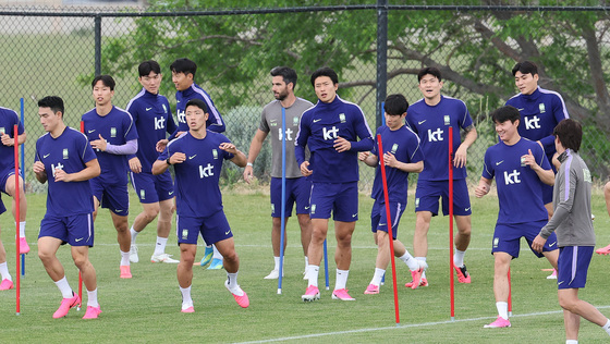 평가전 앞두고 훈련 나선 대한민국 축구대표팀