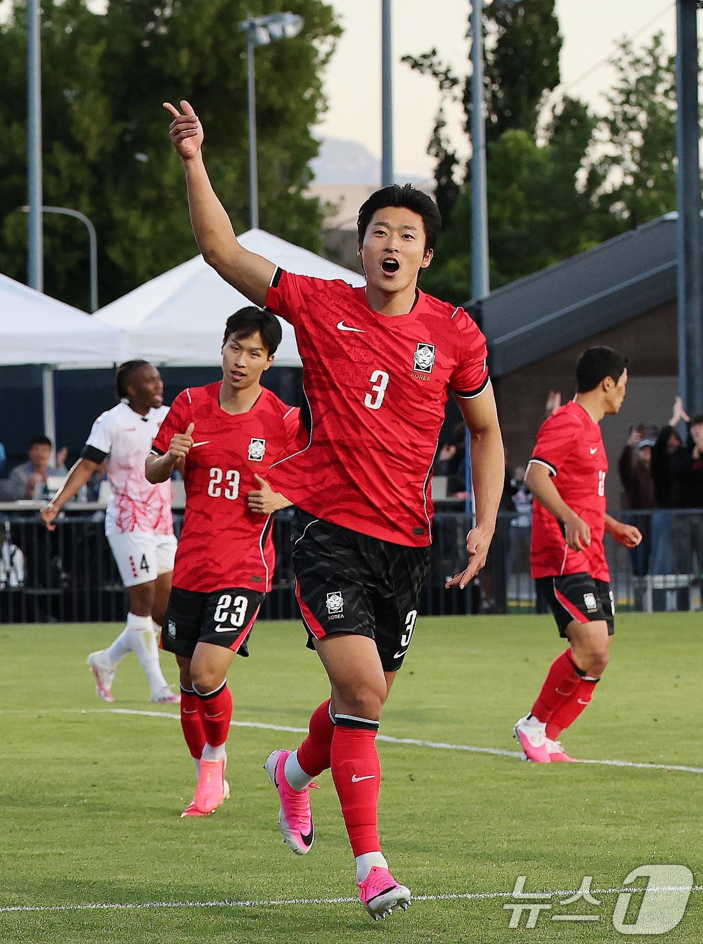 (프로보(유타주)=뉴스1) 임세영 기자 = 대한민국 축구대표팀 조규성이 30일(현지시간) 미국 유타주 솔트레이크시티 브리검 영 대학교 BYU 사우스필드 경기장에서 2026 국제축구 …