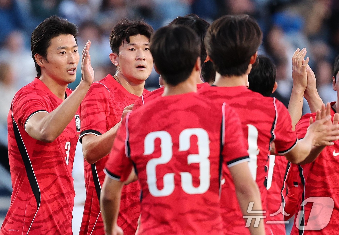 (프로보(유타주)=뉴스1) 임세영 기자 = 대한민국 축구대표팀 조규성이 30일(현지시간) 미국 유타주 솔트레이크시티 브리검 영 대학교 BYU 사우스필드 경기장에서 2026 국제축구 …