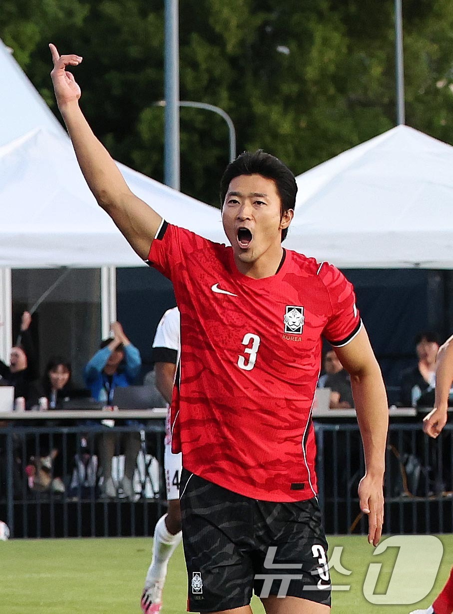 (프로보(유타주)=뉴스1) 임세영 기자 = 대한민국 축구대표팀 조규성이 30일(현지시간) 미국 유타주 솔트레이크시티 브리검 영 대학교 BYU 사우스필드 경기장에서 2026 국제축구 …