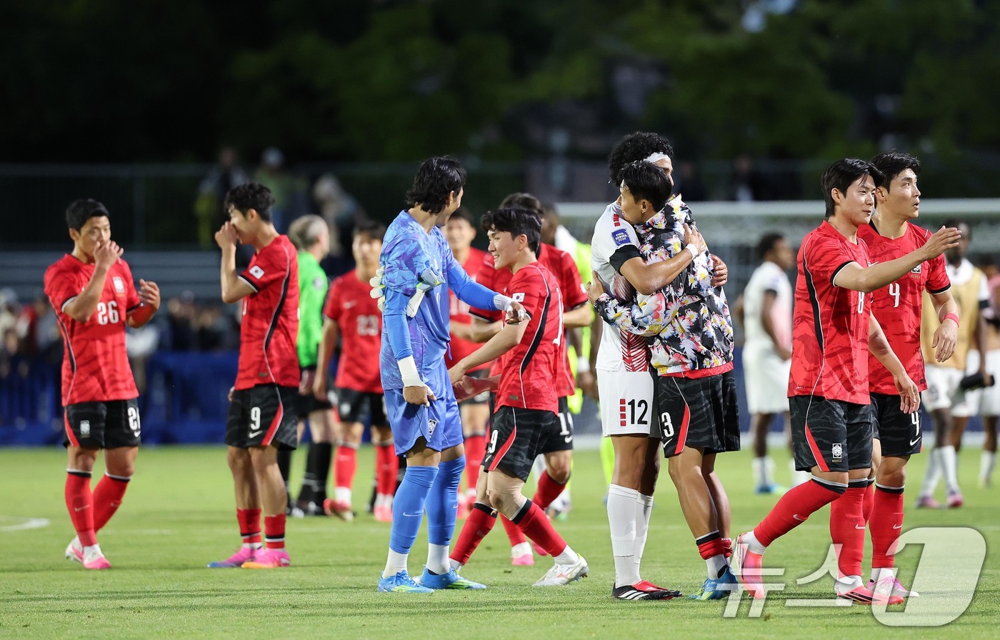 (프로보(유타주)=뉴스1) 임세영 기자 = 대한민국 축구대표팀 선수들이 30일(현지시간) 미국 유타주 솔트레이크시티 브리검 영 대학교 BYU 사우스필드 경기장에서 2026 국제축구 …