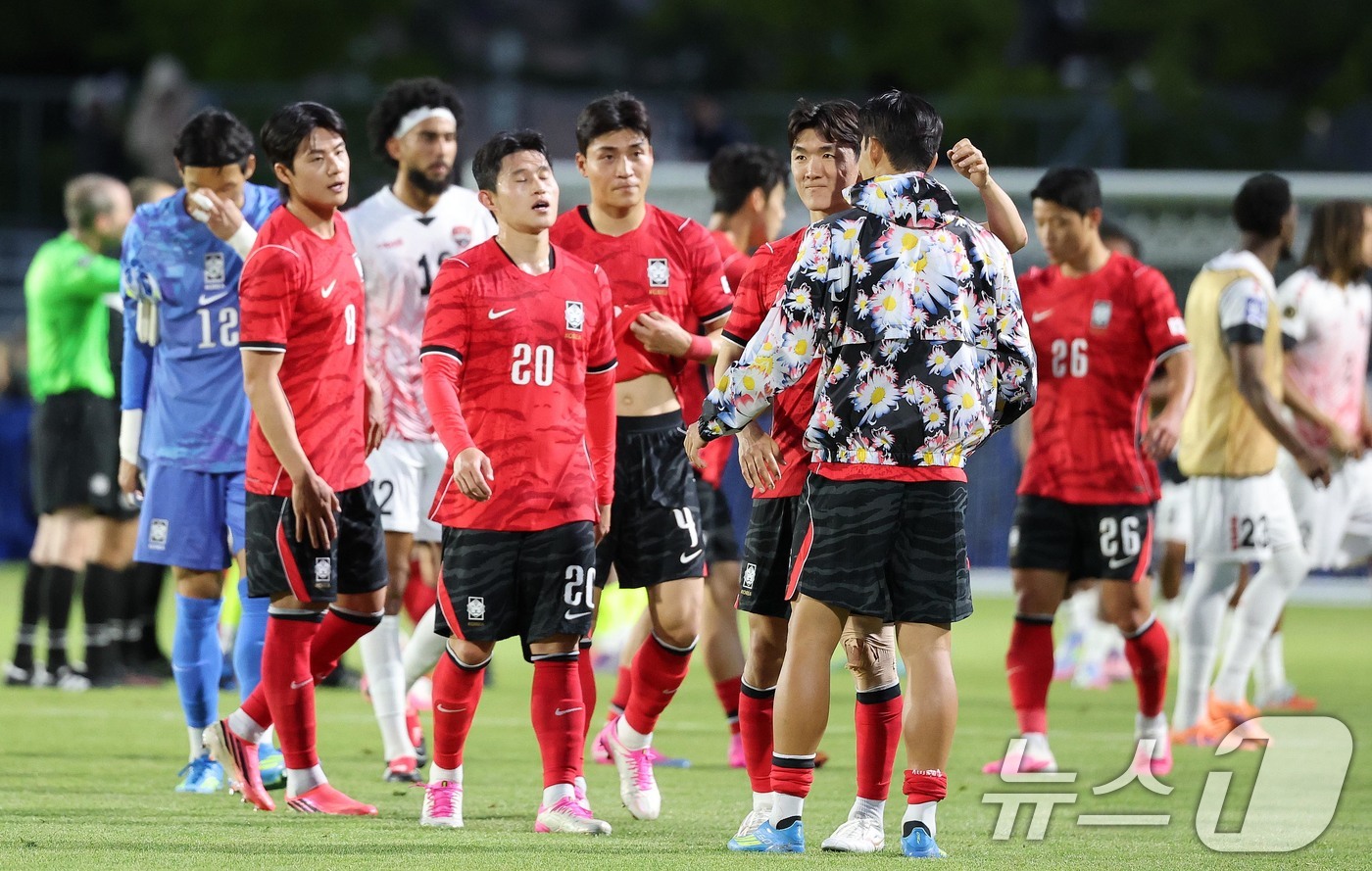 (프로보(유타주)=뉴스1) 임세영 기자 = 대한민국 축구대표팀 선수들이 30일(현지시간) 미국 유타주 솔트레이크시티 브리검 영 대학교 BYU 사우스필드 경기장에서 2026 국제축구 …