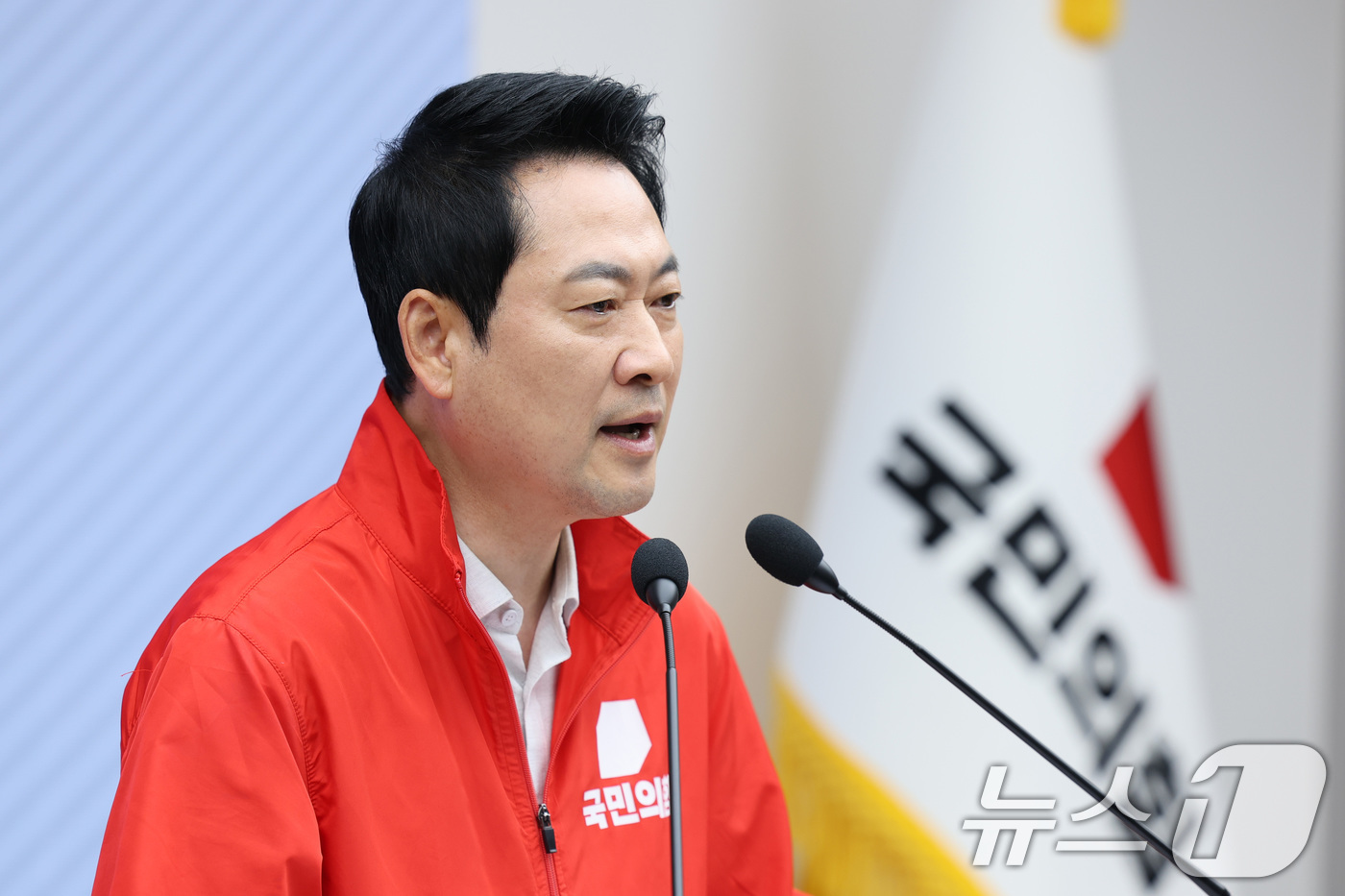 (서울=뉴스1) 신웅수 기자 = 장동혁 국민의힘 대표가 31일 서울 여의도 국민의힘 당사에서 6.3 지방선거 관련 기자회견을 하고 있다. 2026.5.31/뉴스1