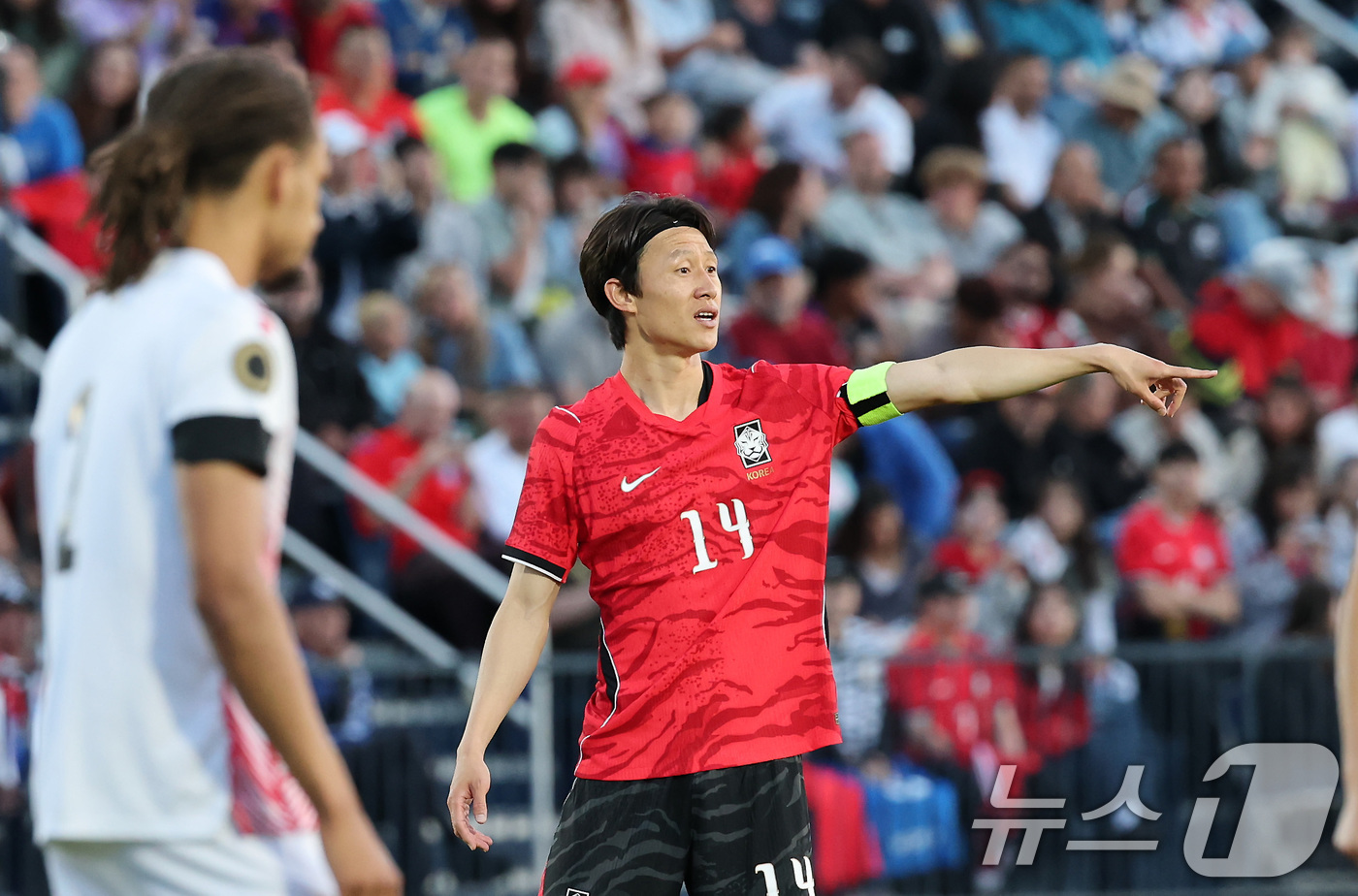 (프로보(유타주)=뉴스1) 임세영 기자 = 대한민국 축구대표팀 이재성이 30일(현지시간) 미국 유타주 솔트레이크시티 브리검 영 대학교 BYU 사우스필드 경기장에서 2026 국제축구 …