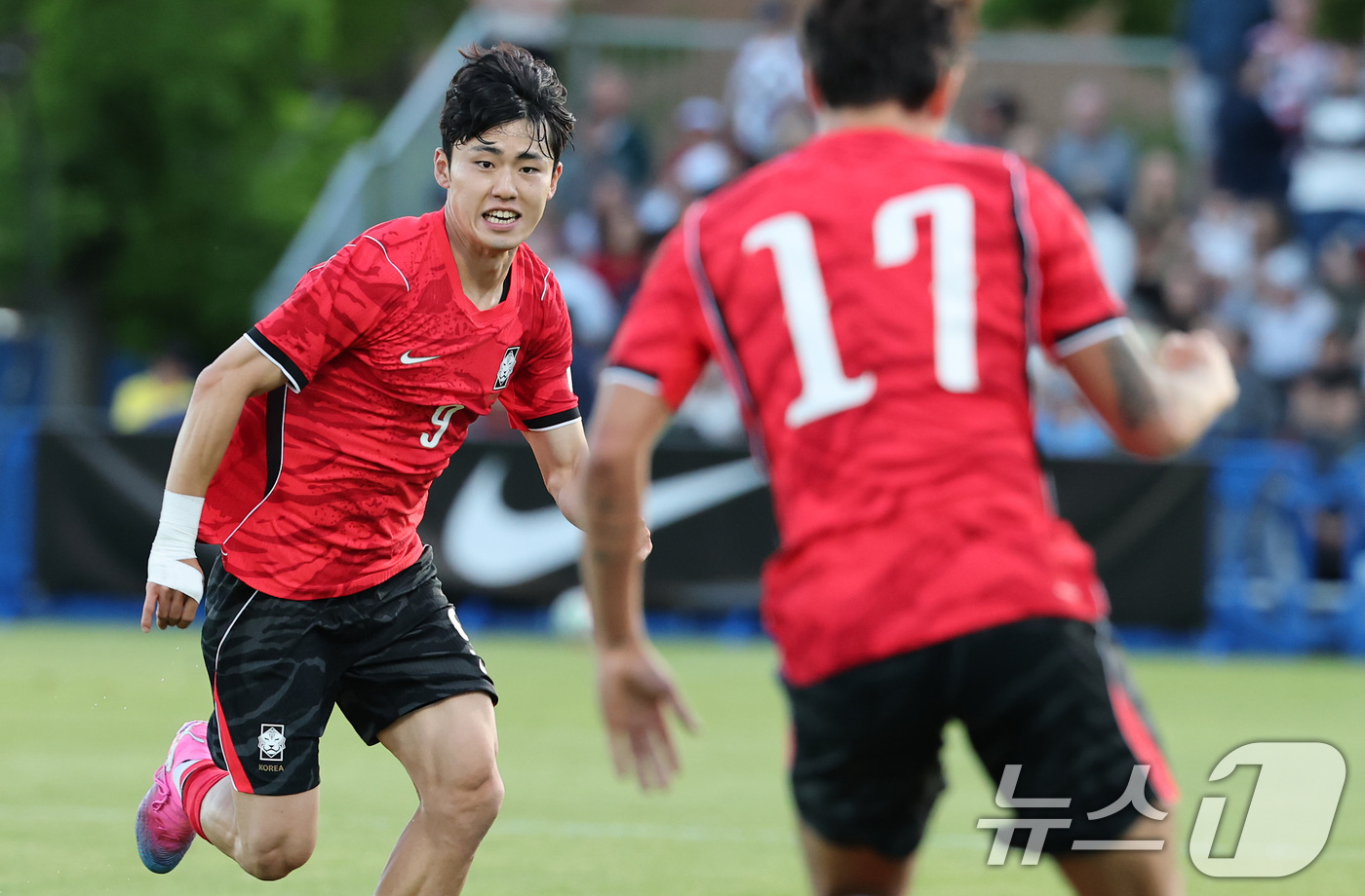 (프로보(유타주)=뉴스1) 임세영 기자 = 대한민국 축구대표팀 이기혁이 30일(현지시간) 미국 유타주 솔트레이크시티 브리검 영 대학교 BYU 사우스필드 경기장에서 2026 국제축구 …