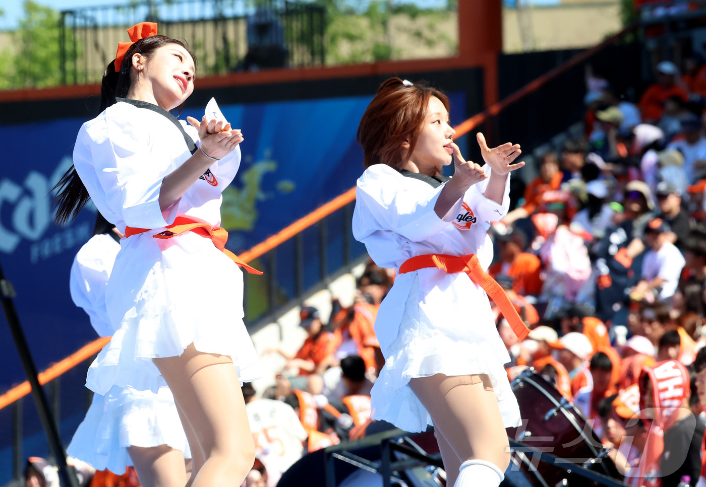 (대전=뉴스1) 김기남 기자 = 31일 대전 한화생명볼파크에서 열린 2026 신한 SOL KBO리그 SSG 랜더스와 한화 이글스의 경기에서 한화 응원단이 태권도 복장을 갖추고 특병 …