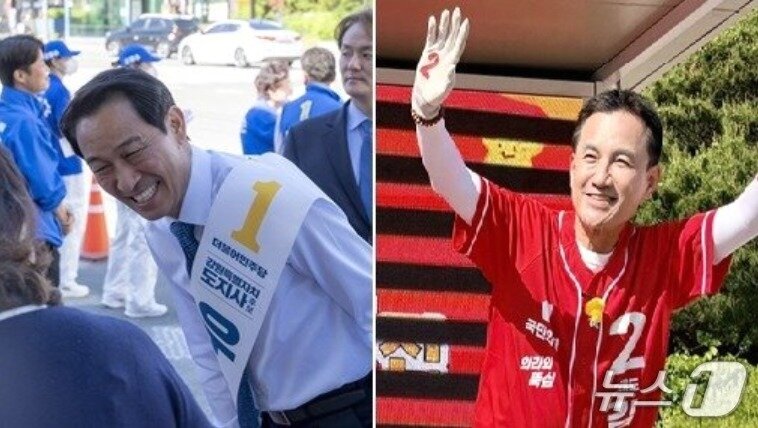 본문 이미지 - 민선 9기 강원지사 선거에 도전하는 우상호 더불어민주당 후보(왼쪽)와 김진태 국민의힘 후보. (두 후보 캠프 측 제공. 재판매 및 DB금지) 2026.5.31/뉴스1