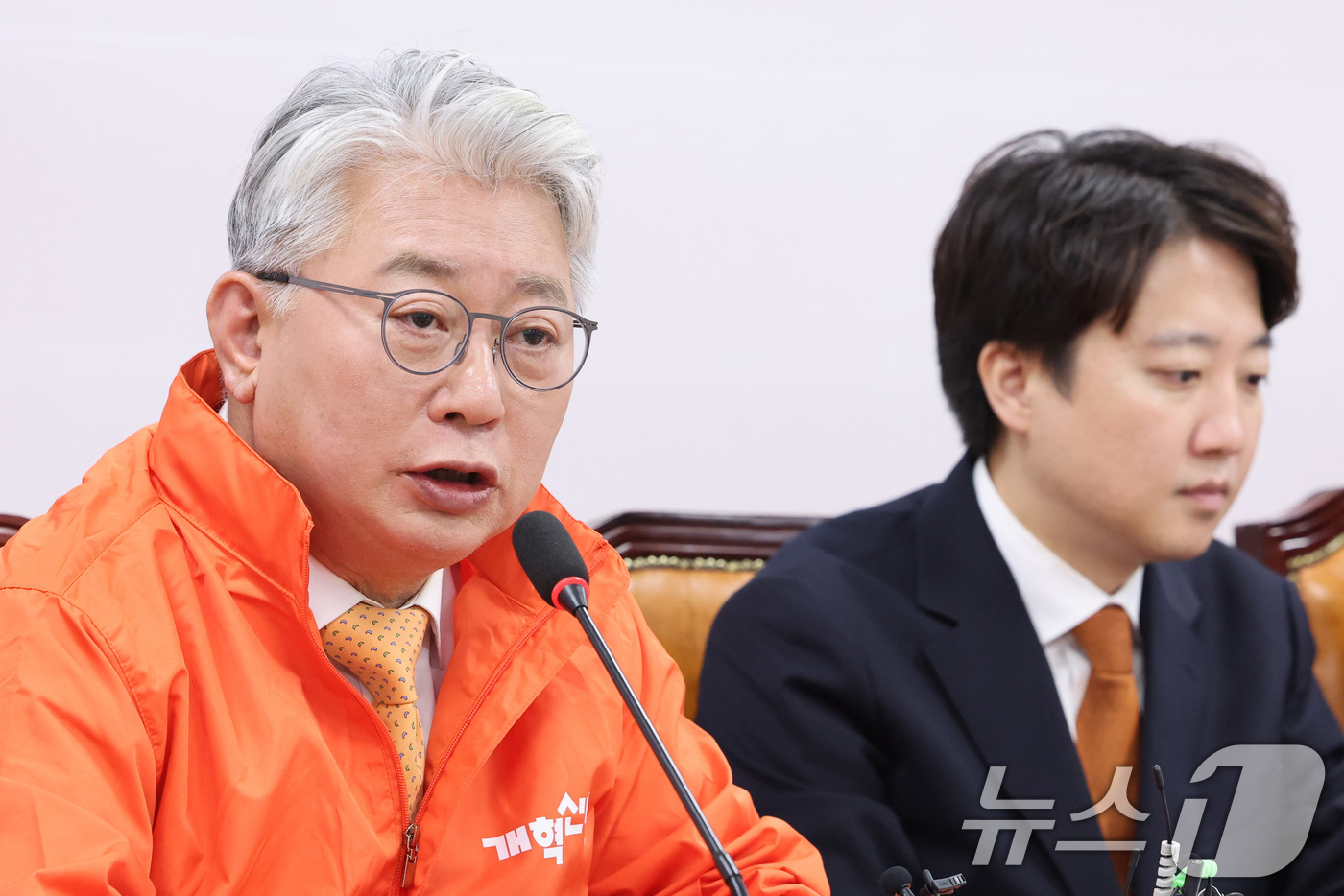 (서울=뉴스1) 신웅수 기자 = 조응천 개혁신당 경기도지사 후보가 4일 서울 여의도 국회에서 열린 개혁신당 최고위원회의에서 발언하고 있다. 2026.5.4/뉴스1