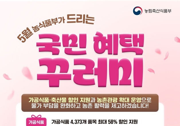 5월 물가 잡기 총력…농식품부, 100억 할인 푼다