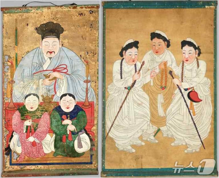 본문 이미지 - 서울 금성당 무신도 일부. 맹인도사, 삼불사할머니