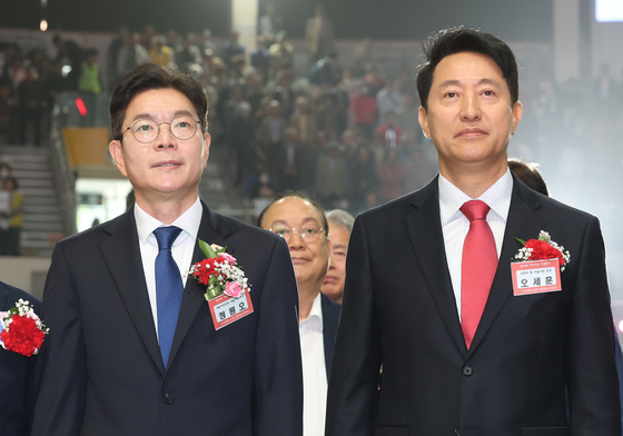 굳은 얼굴의 정원오·오세훈