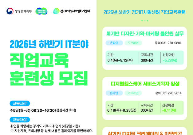 AI·디지털 인재 키운다…경기IT새일센터, 교육훈련생 80명 모집
