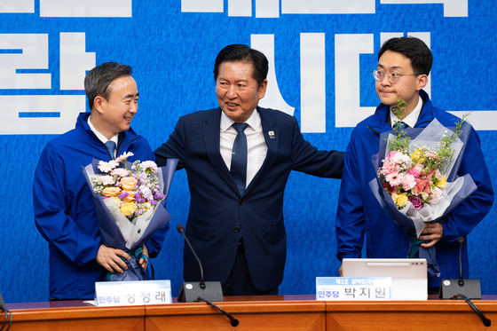 정청래 대표, '박지원·임문영 든든'