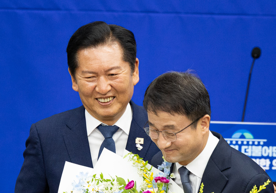 한병도 원내대표 축하하는 정청래