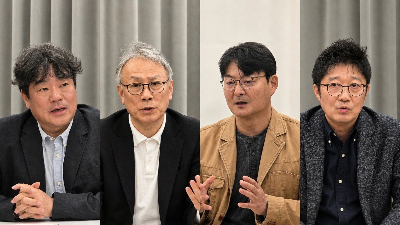 본문 이미지 - 왼쪽부터 백헌석 이엘TV 대표, 김희열 한국드라마제작사협회 부회장, 이동하 한국영화프로듀서조합 대표, 정종민 CJ CGV 대표