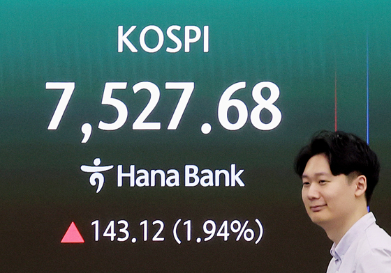 코스피, 장 초반 7530선도 넘어 사상 최고…코스닥 0.46%↓(2보)