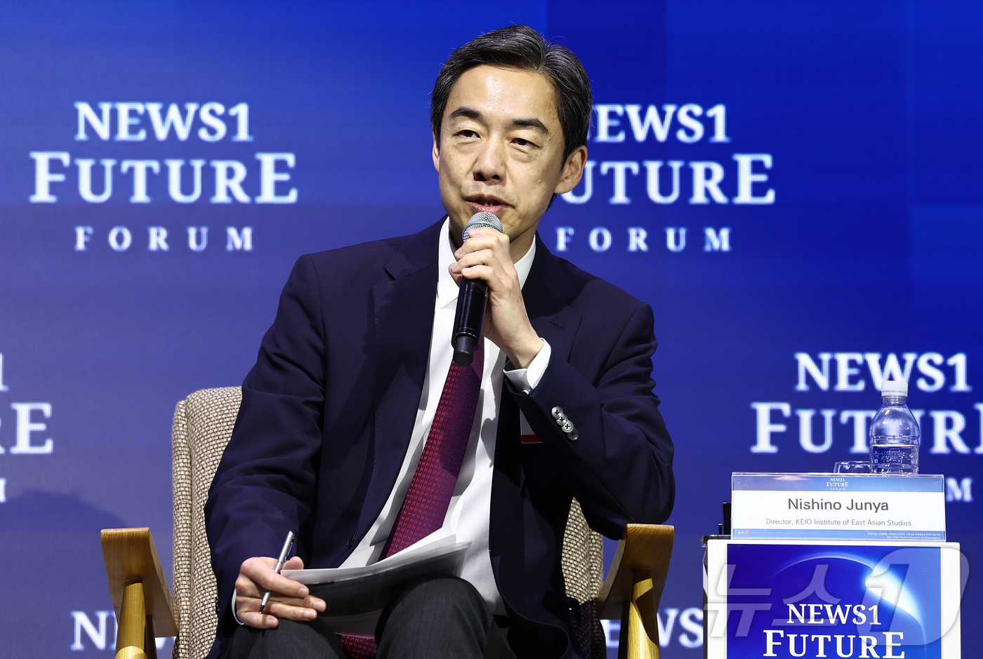 (서울=뉴스1) 김민지 기자 = 니시노 준야 일본 게이오대 동아시아연구소장이 7일 서울 여의도 페어몬트 앰배서더 호텔에서 열린 뉴스1 미래포럼에서 '동맹 현대화 vs 전략적 자율성 …