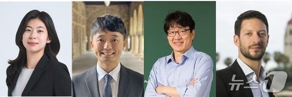 본문 이미지 - 왼쪽부터 KAIST 생명화학공학과 윤지수 박사과정생, 스탠포드대학교 재료공학과 오진원 박사, KAIST 생명화학공학과 정희태 석좌교수, 스탠포드대학교 화학공학과 마테오 카르넬로 교수(KAIST 제공) /뉴스1
