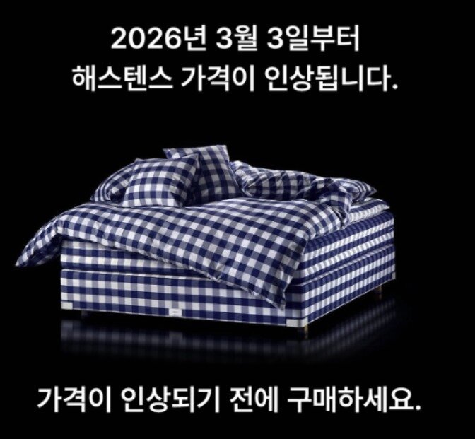 본문 이미지 - 해스테늣 가격 인상 공지 갈무리