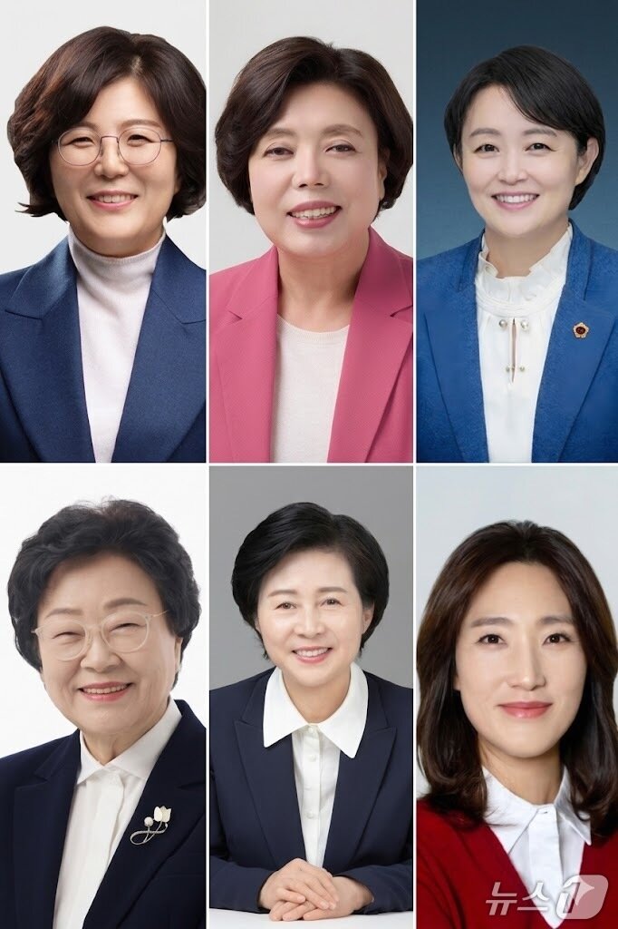 본문 이미지 - 왼쪽 위부터 시계방향으로 김보라 신계용 천영미 곽내경 박은미 김경희 후보.