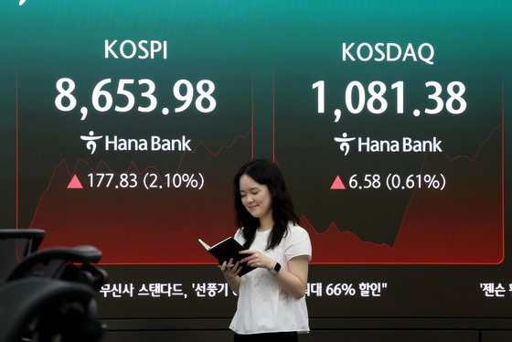 코스피, 2시간도 안 돼 8490→8830선…구천피 2% 남았다[장중시황]