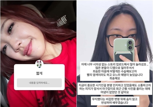 이영지 '빨간' 머리 사과…카리나·홍진경 이어 선거철 정치색 해프닝 [N이슈]