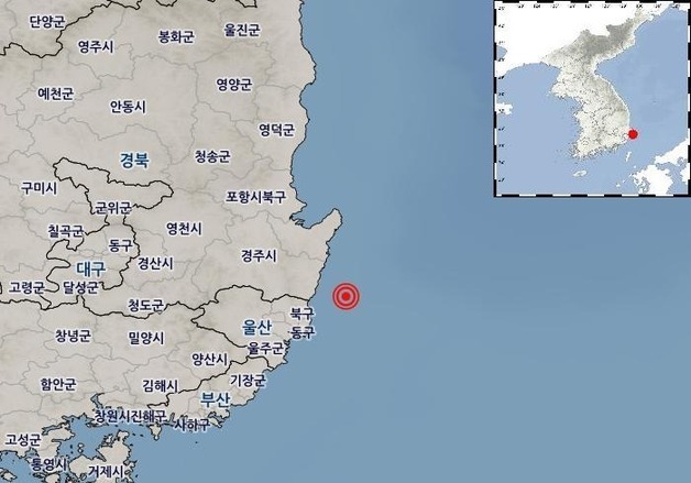 새벽 울산 북구 해역서 규모 2.9 지진 발생…"피해 없어"