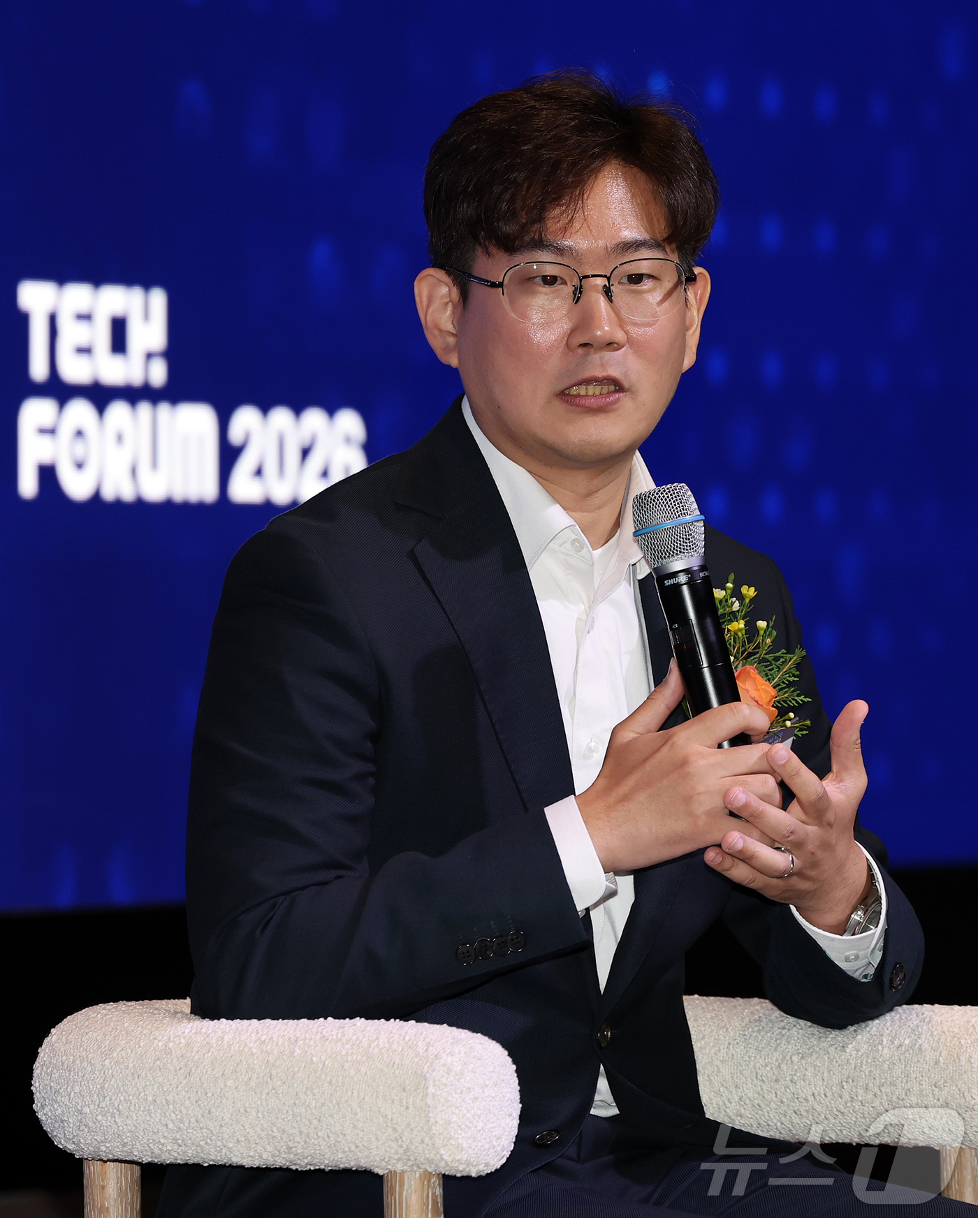 (서울=뉴스1) 김진환 기자 = 김도균 인핸스 최고AI책임자(CAIO)가 10일 오전 서울 영등포구 여의도 글래드호텔 블룸홀에서 열린 2026 뉴스1 테크포럼(NTF)에서 'AI는 …