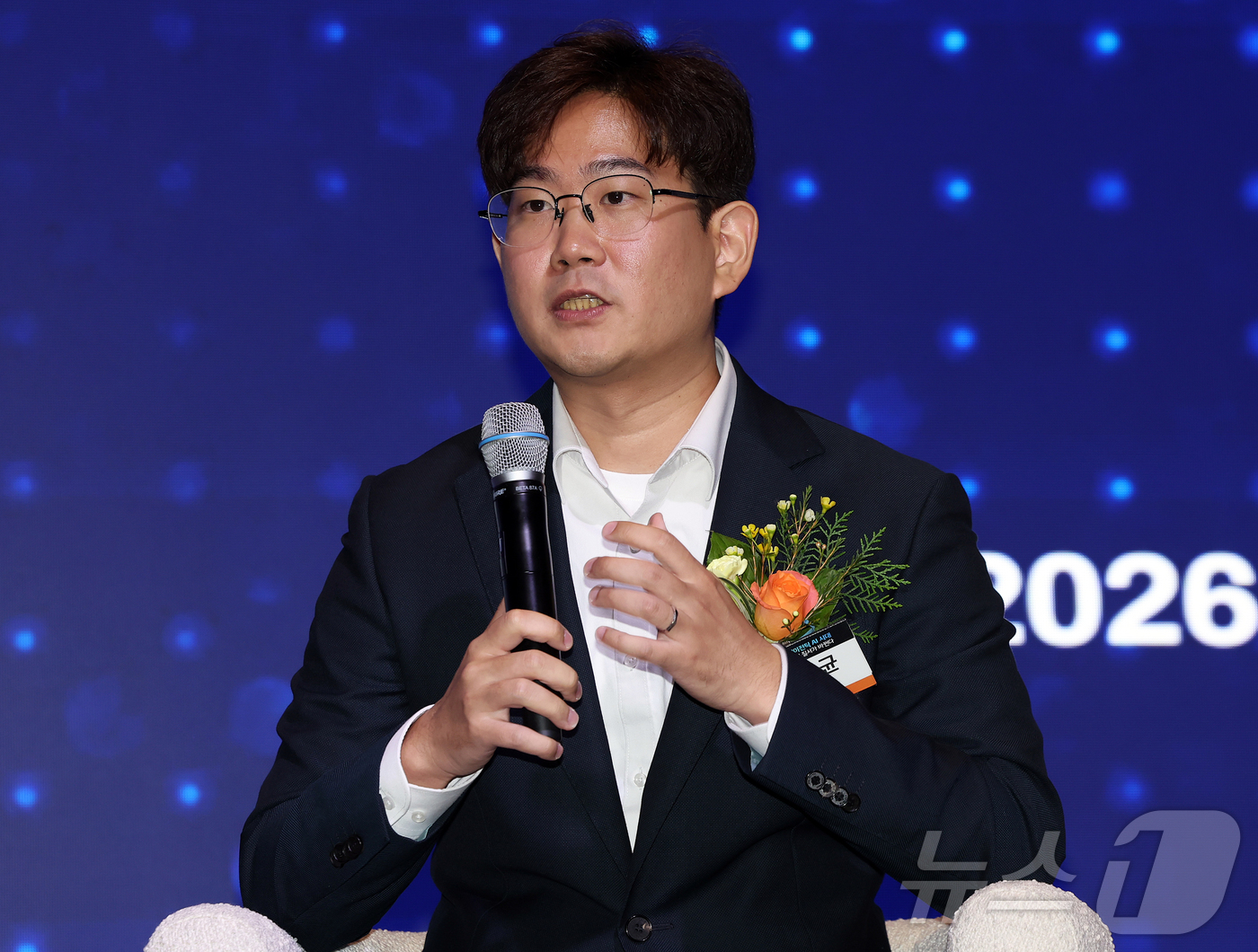 (서울=뉴스1) 김진환 기자 = 김도균 인핸스 최고AI책임자(CAIO)가 10일 오전 서울 영등포구 여의도 글래드호텔 블룸홀에서 열린 2026 뉴스1 테크포럼(NTF)에서 'AI는 …