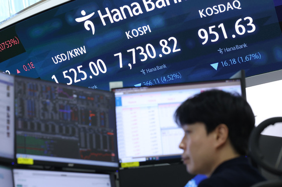 '높은 산 깊은 골' 코스피 7700선 후퇴…8% 반등 후 5% 급락[시황종합]