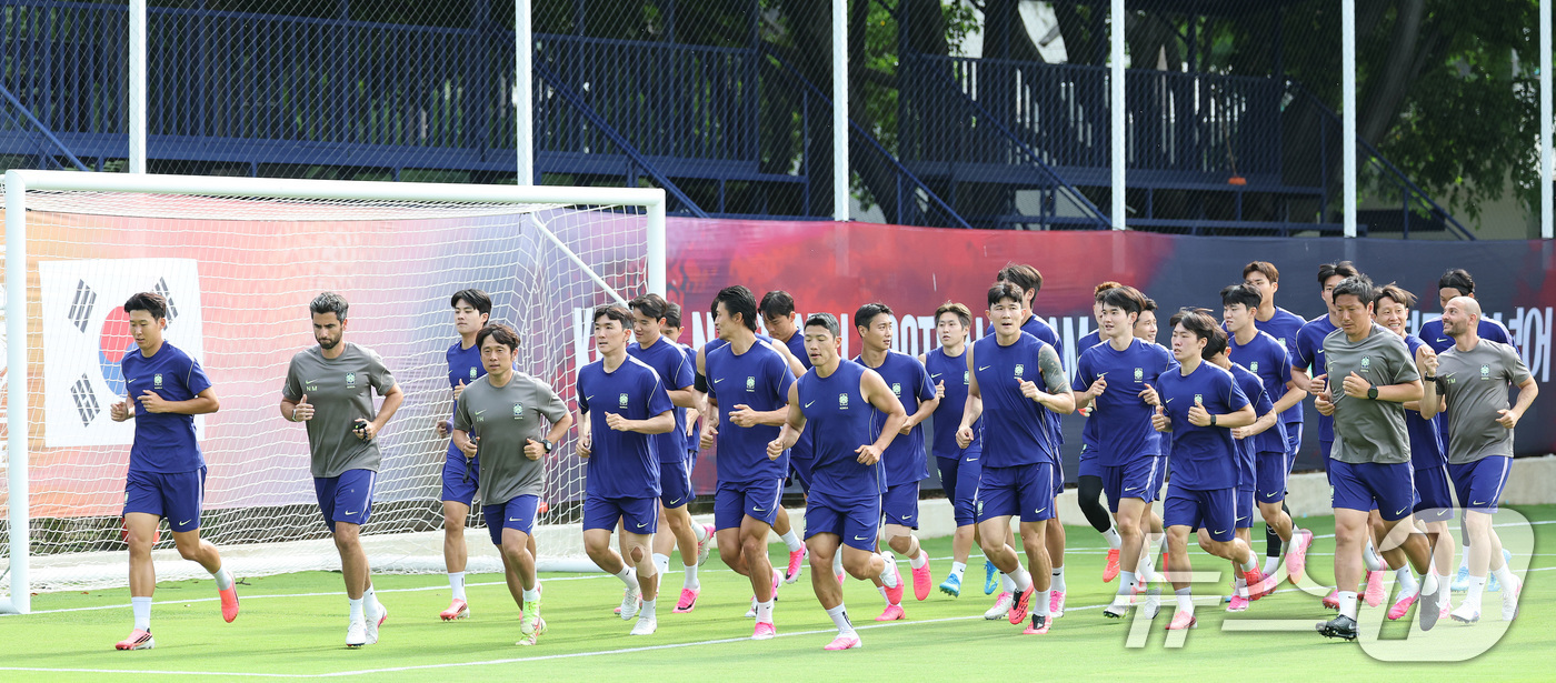 (과달라하라(멕시코)=뉴스1) 임세영 기자 = 2026 북중미 월드컵에 출전하는 대한민국 축구 국가대표팀 선수들이 10일(현지시간) 멕시코 과달라하라 인근 사포판에 위치한 치바스 …