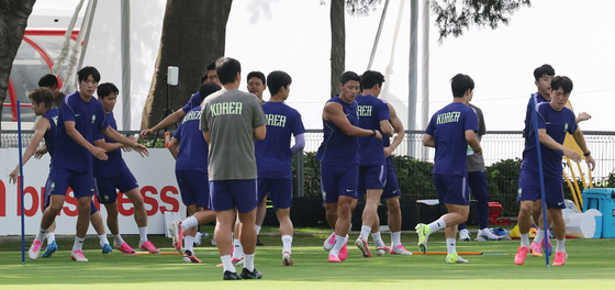 훈련하는 대한민국 축구대표팀