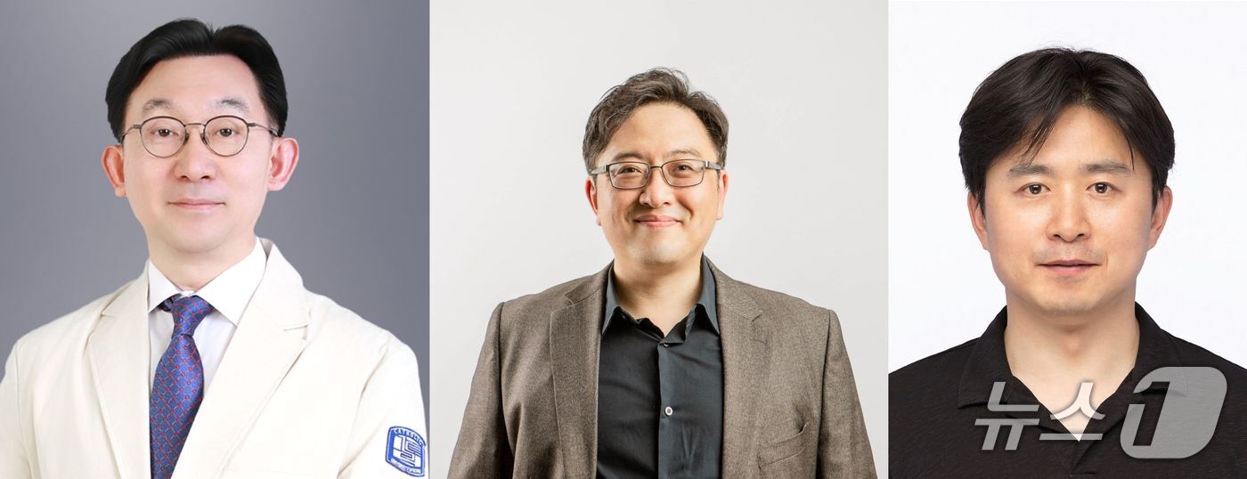 본문 이미지 - 양승호 가톨릭대 서울성모병원 신경외과 교수와 포항공과대(포스텍)의 박성민 IT융합공학과 교수, 김원종 화학과 교수.(가톨릭대 서울성모병원 제공)